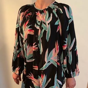Tucker 100% Silk Blouse Floral Print